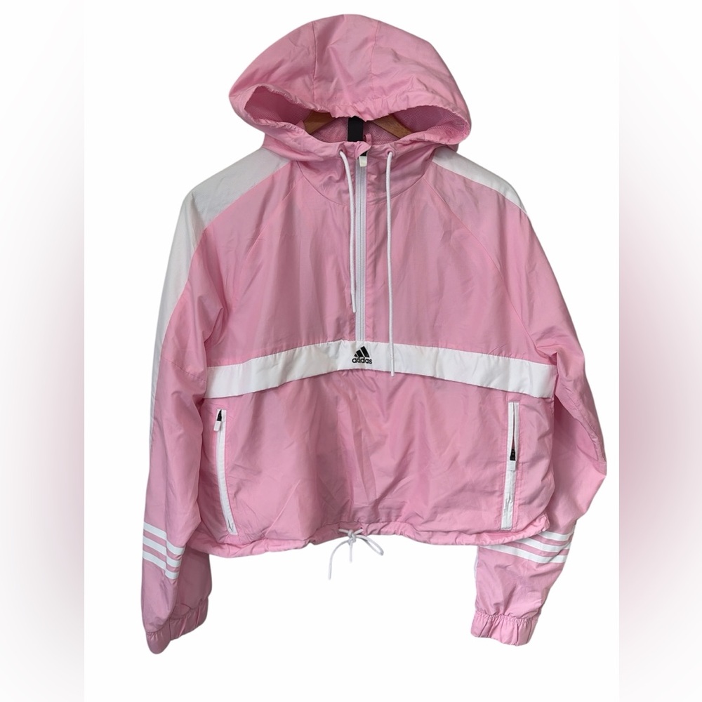 Adidas Girl’s Pink and White Hooded Jacket